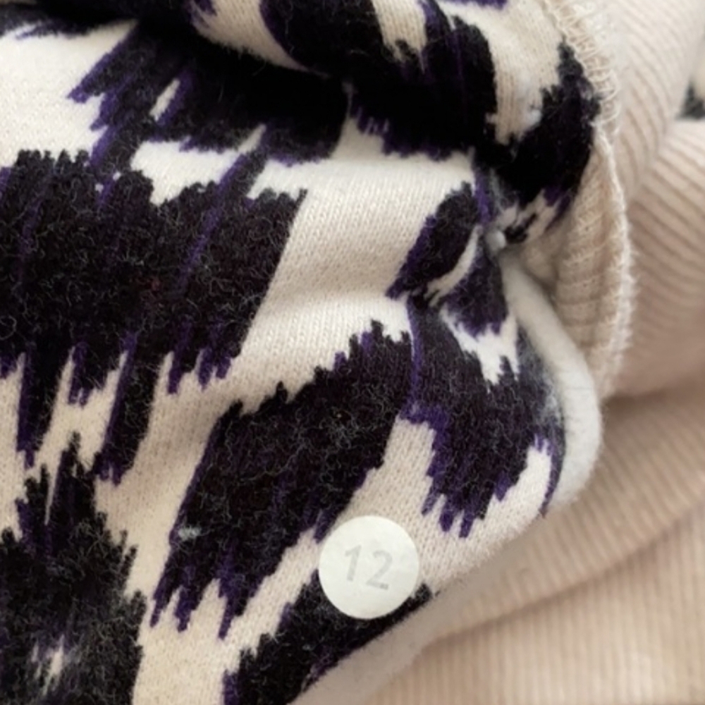 RARE Lululemon All-Over Logo IKAT Print Scuba Hoodie Jacket Size 12 Black Ivory - Picture 14 of 15